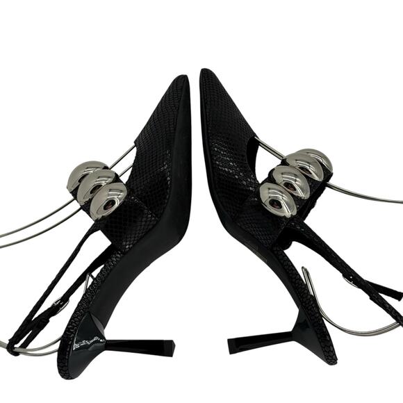 Jeffrey Campbell Black Leather Persona Slingback Pumps Womens 8 - Picture 6 of 13